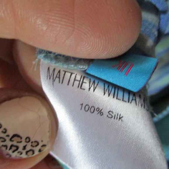 NEW MATTHEW WILLIAMSON Silk Cropped Pants AQUA - Picture 7 of 8